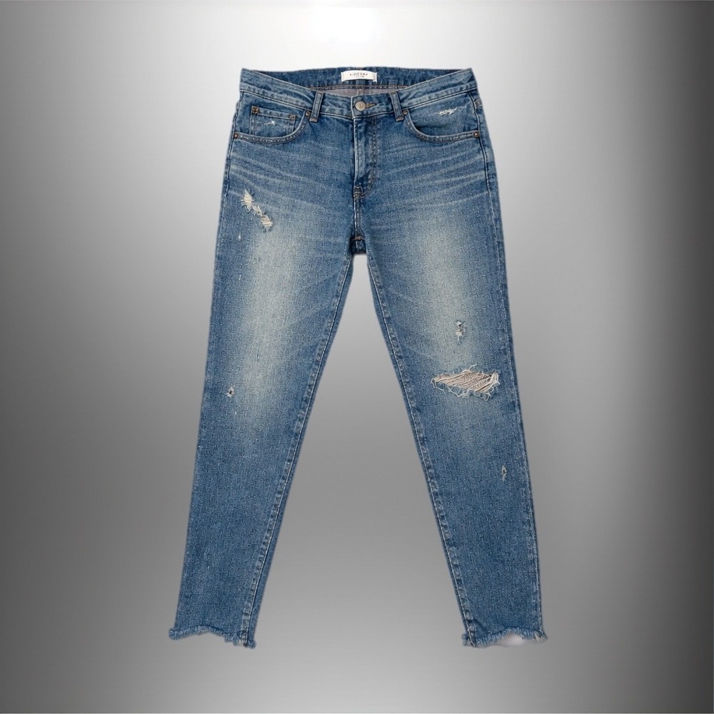 Moussy Vintage Distressed Japanese Selvage Denim Skinny Howa Jeans 27 Raw‎ Hem